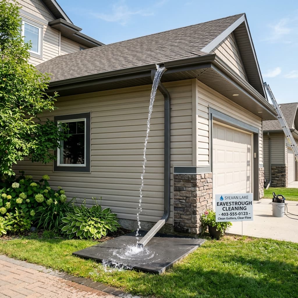 Eavestrough cleaning and installation services in Sylvan Lake Alberta by PeakFlow