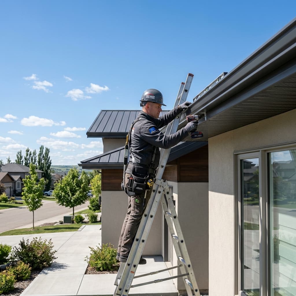 Eavestrough cleaning and installation services in Ponoka Alberta by PeakFlow