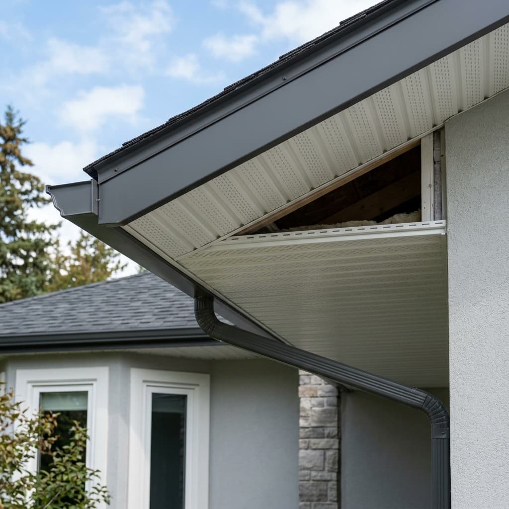 Soffit & Fascia Supply, Installation & Repair service by PeakFlow Eavestroughs in Red Deer and Central Alberta